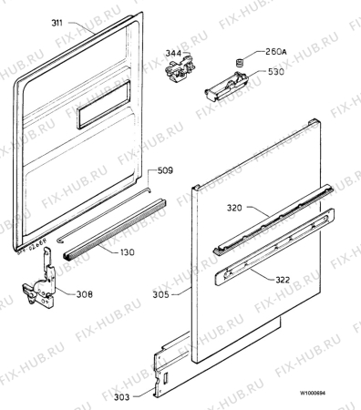 Взрыв-схема посудомоечной машины Zanussi ID6294S - Схема узла Door 003